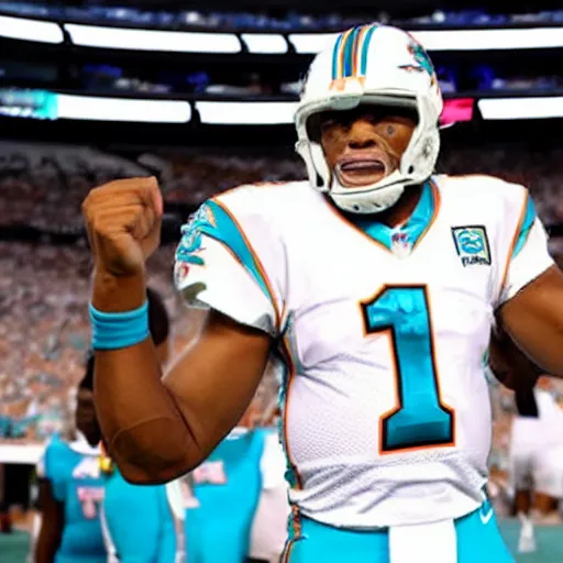 Image similar to Cam newton in a Miami dolphins uniform