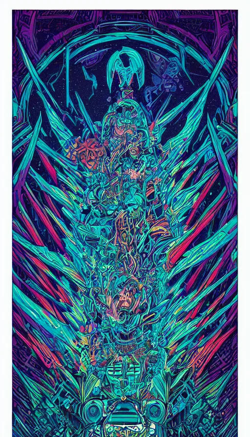 Image similar to psytrance artwork, by dan mumford