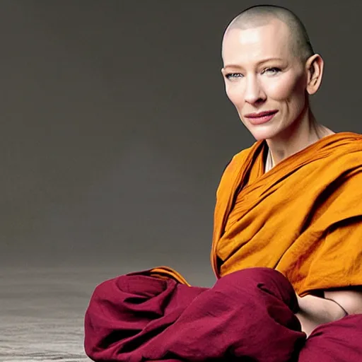 Image similar to cate blanchett as buddhist monk