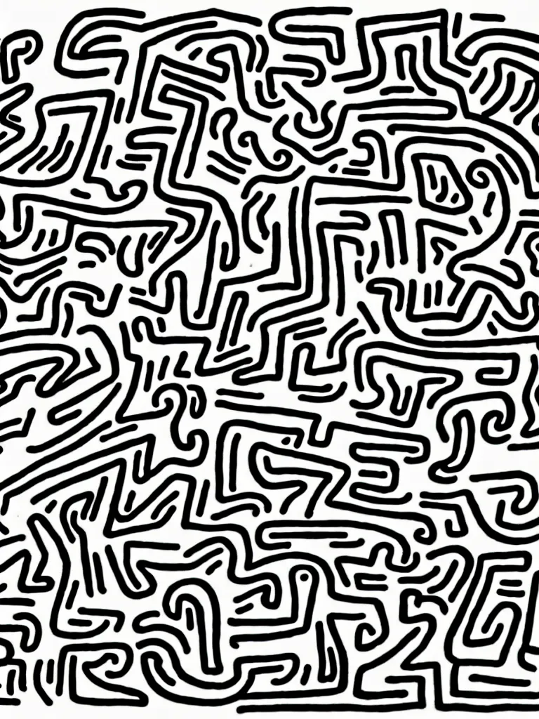 Image similar to continuous line gesture drawing, quick sketch inspired by keith haring, shantell martin, keith haring, elaine leon