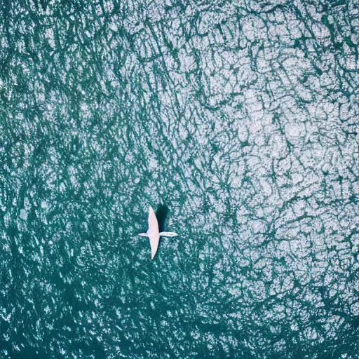 Image similar to simmetrical photo of a seagull flying seen exactly from above. Watching down. Seagull seen from above. 4k still award winning. Pleasant look and colors. Sea on the background.