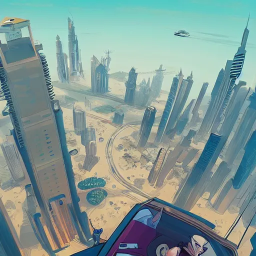 Image similar to gta : dubai, by cory loftis