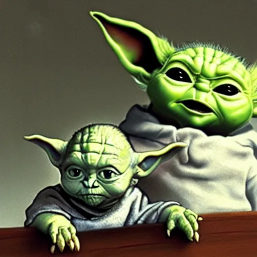 Image similar to Baby Walter White and Baby Yoda, photorealistic,