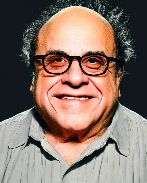 Image similar to portrait of danny devito. photographic, photography