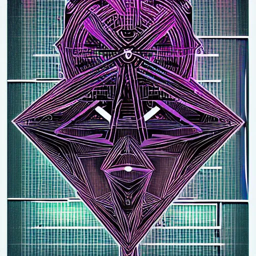 Image similar to geometry drawings with glitch effect medium shot of mysterious object digital illustration android netrunner by tim doyle