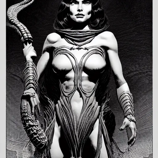 Image similar to medium portrait soft light, by killian eng and joe fenton and bernie wrightson, inspired by john carter of mars, etching, fine, sharp high detail,