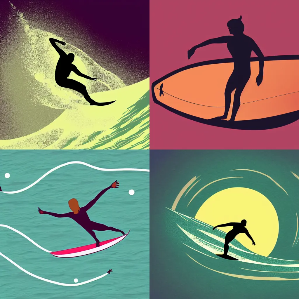 Prompt: intricate illustration of a surfer balancing over spinning wave