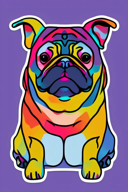 Prompt: Portrait of a bi chungus pug, sticker, colorful, illustration, highly detailed, simple, smooth and clean vector curves, no jagged lines, vector art, smooth