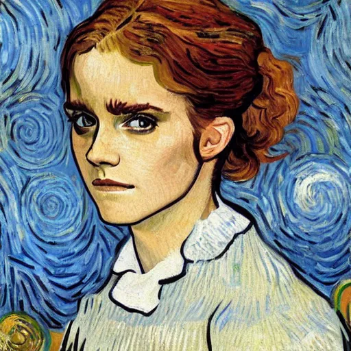 Prompt: emma watson painted by van gogh