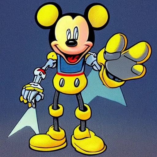 Prompt: mecha mickey will kill you if given half the chance, grainy real life depiction, sharp focus, highly detailed, ultra realistic