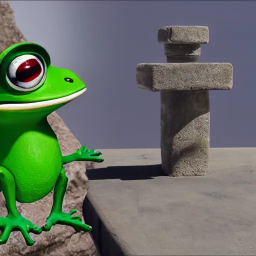 Image similar to Pepe the Frog rendered in unreal engine