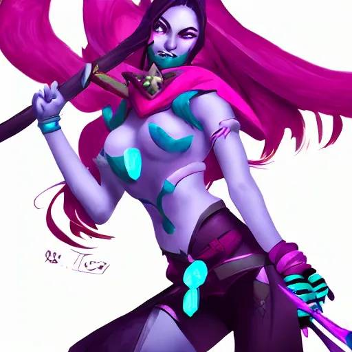 Prompt: illustration of Arcane Jinx, in the style of Arcane, league of legends, trending on artstation by Jerry Loh