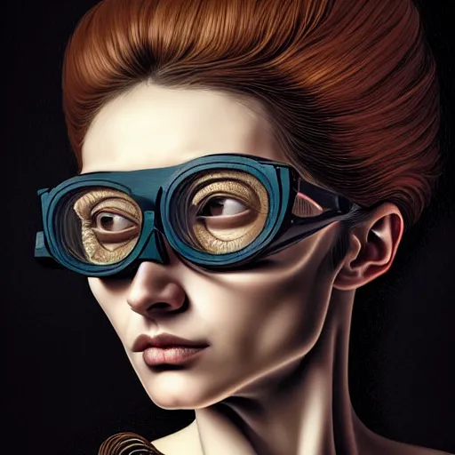 Prompt: Colour Caravaggio style Photography of Beautiful woman with highly detailed 1000 years old face wearing higly detailed sci-fi glasses designed by Josan Gonzalez Many details. . In style of Josan Gonzalez and Mike Winkelmann andgreg rutkowski and alphonse muchaand Caspar David Friedrich and Stephen Hickman and James Gurney and Hiromasa Ogura. Rendered in VRAY, volumetric natural light