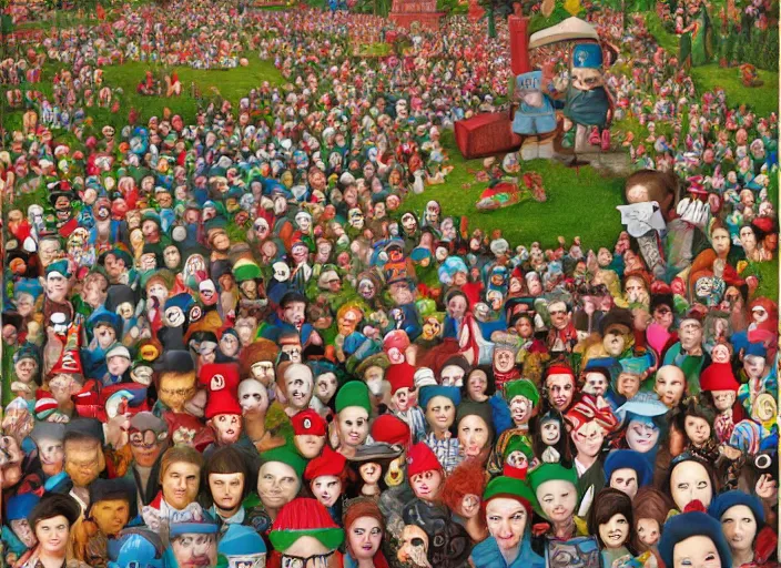 Image similar to where is waldo digital art, lowbrow, matte painting, 3 - d highly detailed, in the style of mark ryden,