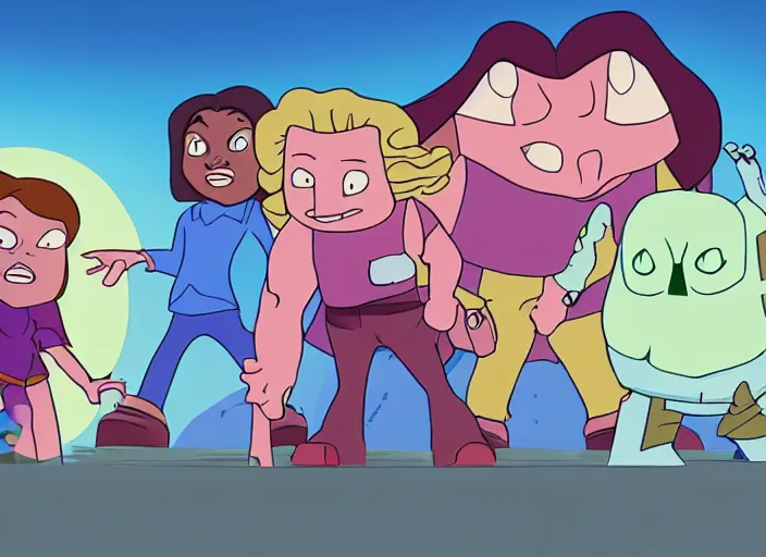Image similar to still from animated horror movie, animated movie shot, in style of steve universe