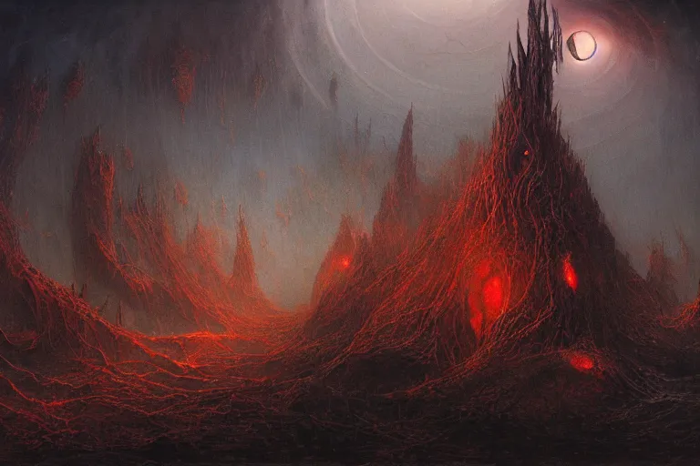 Image similar to maelstrom, gehenna, chaos, the world without form and void, amazing concept painting by Jessica Rossier and HR giger and Beksinski