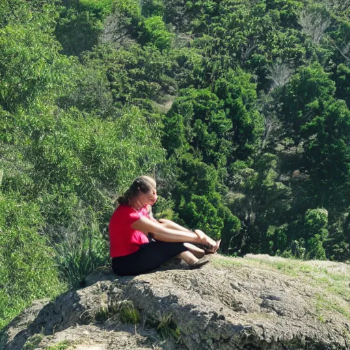 Prompt: resting on a hilltop peacefully