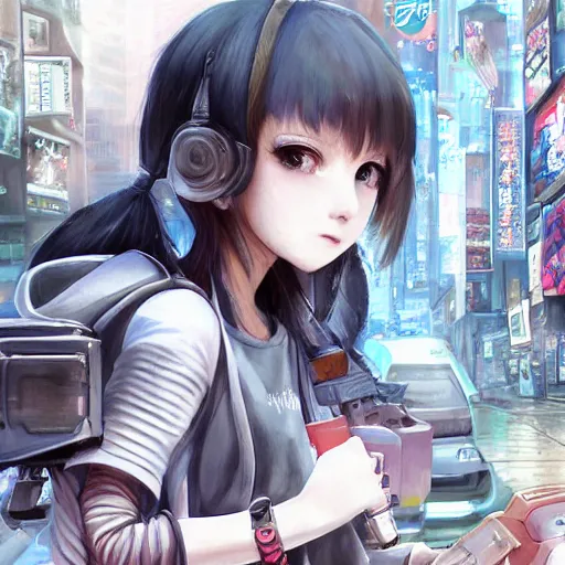 Image similar to dynamic composition, motion, ultra-detailed, incredibly detailed, a lot of details, amazing fine details and brush strokes, colorful and grayish palette, smooth, HD semirealistic anime CG concept art digital painting, watercolor oil painting of Clean and detailed post-cyberpunk sci-fi close-up schoolgirl in asian city in style of cytus and deemo, blue flame, relaxing, calm and mysterious vibes,, by a Chinese artist at ArtStation, by Huang Guangjian, Fenghua Zhong, Ruan Jia, Xin Jin and Wei Chang. Realistic artwork of a Chinese videogame, gradients, gentle an harmonic grayish colors. set in half-life 2, Matrix, GITS, Blade Runner, Neotokyo Source, Syndicate(2012), dynamic composition, beautiful with eerie vibes, very inspirational, very stylish, with gradients, surrealistic, dystopia, postapocalyptic vibes, depth of field, mist, rich cinematic atmosphere, perfect digital art, mystical journey in strange world