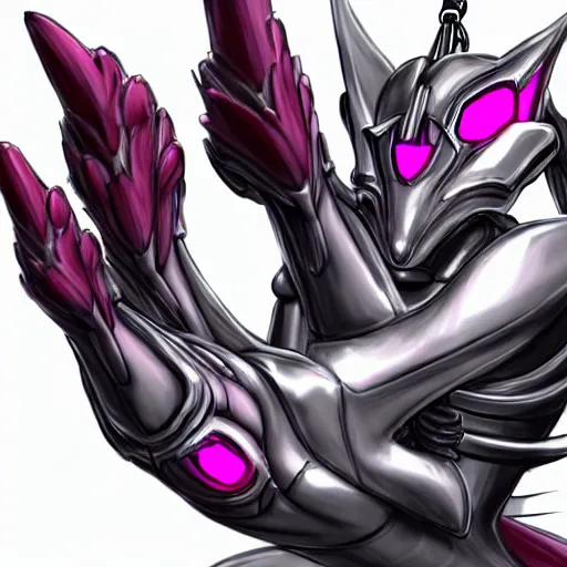 Image similar to very close up foot pov shot, detailed foot shot, feet art, hyperdetailed elegant beautiful stunning hot anthropomorphic mecha female dragon, sharp silver armor fuchsia skin, laying down showing quality mecha dragon feet at camera, furry paw, anthro paw, dragon paw, claws, detailed paws, warframe fanart, furaffinity, deviantart, ekasportal