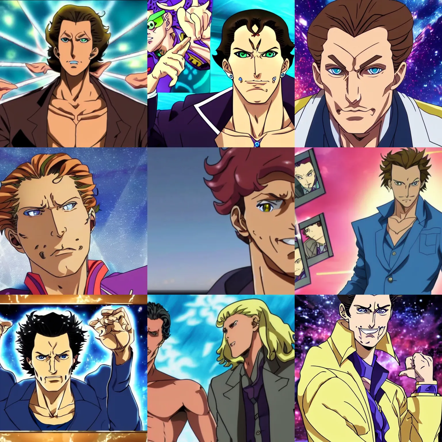 Prompt: screenshot of matthew mcconaughey in jojo bizarre adventure anime by david production