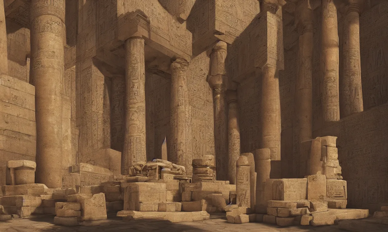 Image similar to beautiful ancient egyptian temples, vivid colors, high details, cinematic, 8k resolution, beautiful detailed, photorealistic, digital painting, artstation, concept art, smooth, sharp focus, illustration, fantasy background, artstation trending, octane render, unreal engine