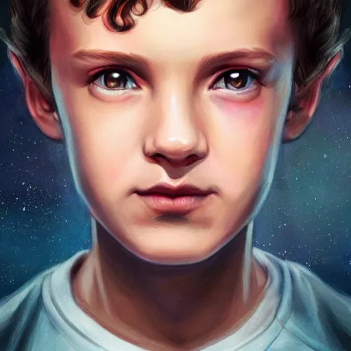 Prompt: portrait of Eleven from Stranger things by (((Charlie Bowater))), detailed