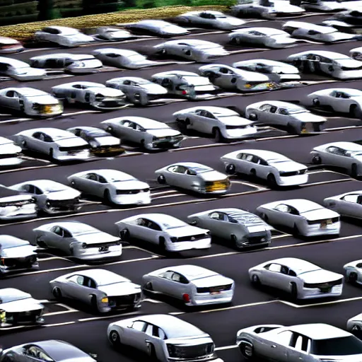 Image similar to Beatiful liminal Fuzzy Photograph of an infinite never-ending parking lot filled with cars, low angle