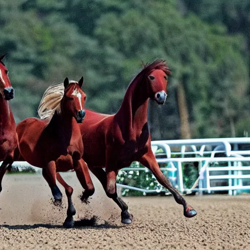 Prompt: horses at ultra high speeds