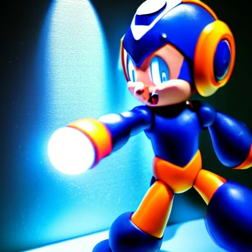 Image similar to a photo of a real megaman, studio lighting, high detail, hyperrealism