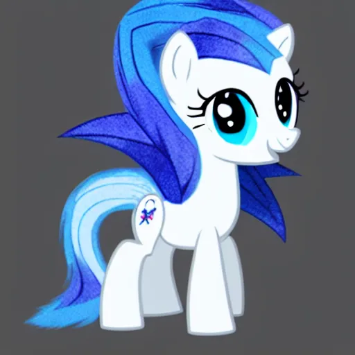 Prompt: a blue little pony with white hair, a picture by an gyeon, featured on derpibooru, featured on deviantart, booru, superflat