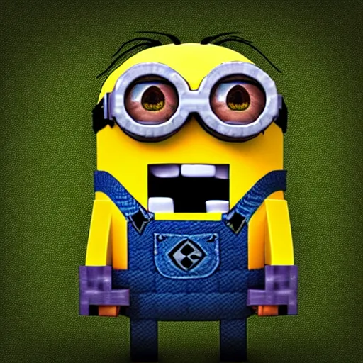 Image similar to “minion in Minecraft, UHD, hyperrealistic render”