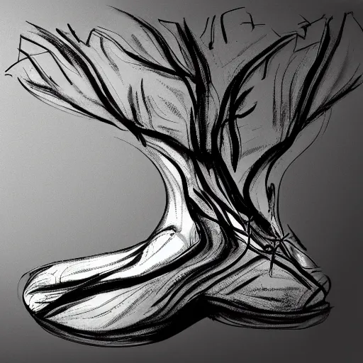 Prompt: a shoe with a tree inside, concept art,digital art