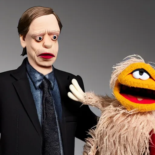 Prompt: steve buscemi as a muppet. highly detailed felt. hyper real photo. 4 k.