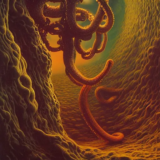 Image similar to tentacle planet, bundle of tentacles, freak show, weird, random, strange, hyperdetailed, photorealistic, interesting, david lachapelle, karol bak, cronenberg, weta digital, beksinski, ivan bilibin, zawadzki, id magazine, octane, cinematic, hyperrealism, 8 k, depth of field, bokeh