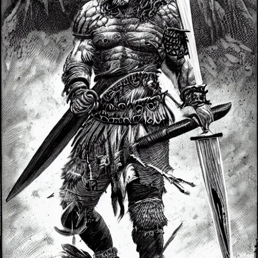 Prompt: barbarian warrior by Larry Elmore