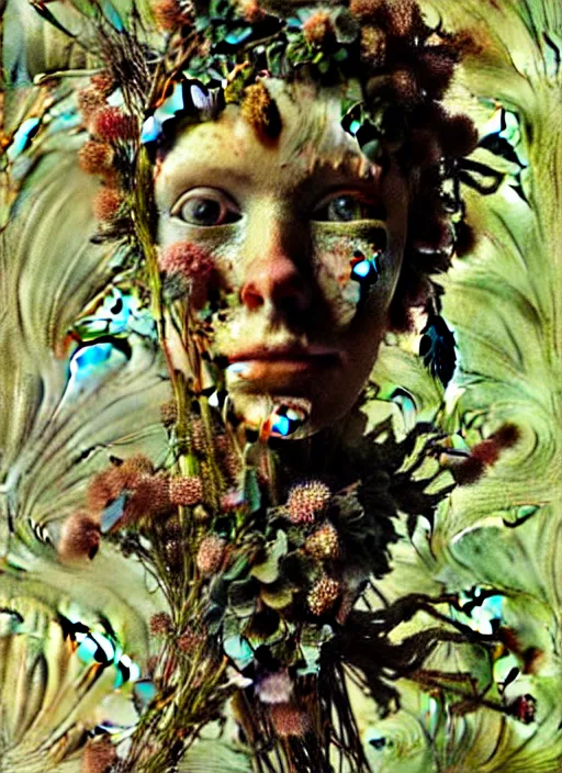 Prompt: beautiful and detailed rotten woman made of plants and many different types of flowers, muscles, intricate, organs, ornate, surreal, john constable, guy denning, dan hillier, manera, van gogh, caravaggio