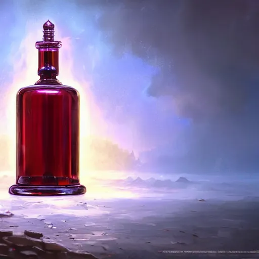 Prompt: a potion bottle, made by Stanley Artgerm Lau, WLOP, Rossdraws, ArtStation, CGSociety, concept art, cgsociety, octane render, trending on artstation, artstationHD, artstationHQ, unreal engine, 4k, 8k,
