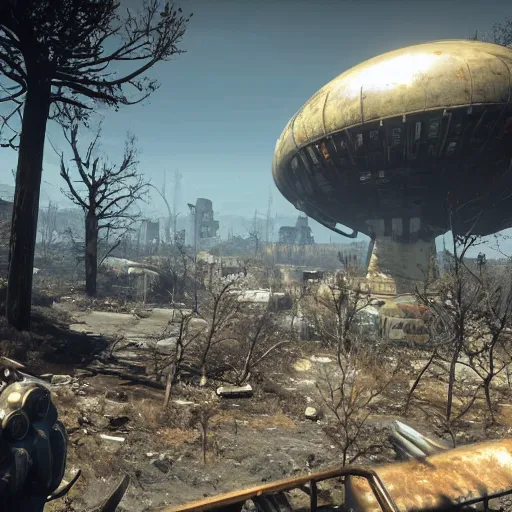 Image similar to the earth in ruins seen from space post - nuclear war in fallout 4, in game screenshot