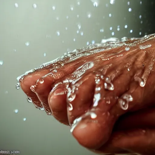 Prompt: wet sweating hands, macro, wide angle, elaborate, dripping wet, highly detailed, beautiful lighting