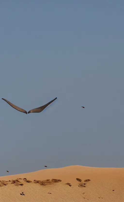 Image similar to blue whales jumping in sand dunes, photography