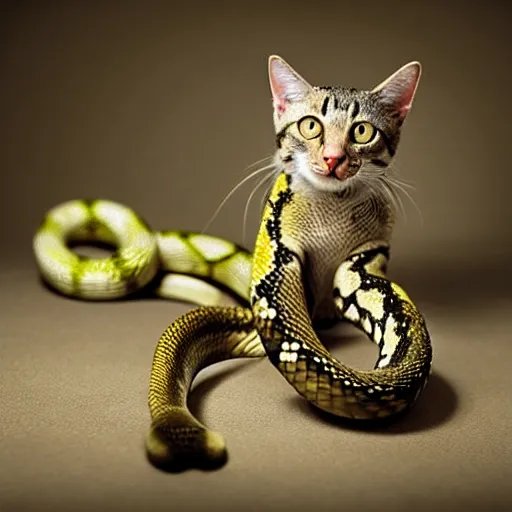 Image similar to a snake - cat - hybrid, animal photography