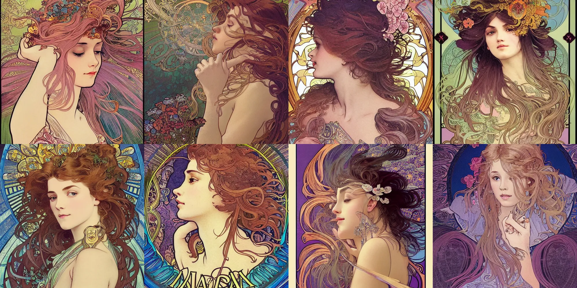 Prompt: Womens Hair, detailed intricate ink illustration, heavenly atmosphere, detailed illustration, hd, 4k, digital art, overdetailed art, concept art, complementing colors, trending on artstation, Cgstudio, the most beautiful image ever created, dramatic, subtle details, illustration painting by alphonse mucha and frank frazetta daarken, vibrant colors, 8K, style by Wes Anderson, award winning artwork, high quality printing, fine art, gold elements, intricate, epic lighting, very very very very beautiful scenery, 8k resolution, digital painting, sharp focus, professional art, atmospheric environment, art by artgerm and greg rutkowski, by simon stålenhag, rendered by Beeple, by Makoto Shinkai, syd meade