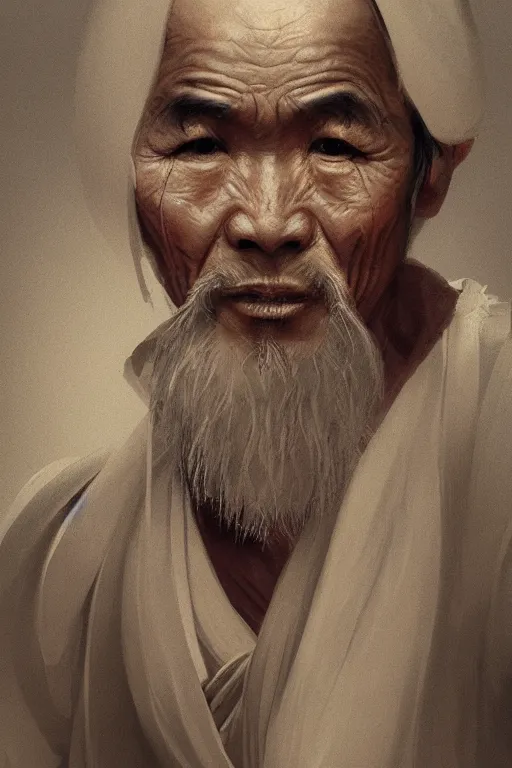 Image similar to Japanese monk, portrait, poor, intricate, elegant, volumetric lighting, scenery, digital painting, highly detailed, artstation, sharp focus, illustration, concept art,ruan jia, steve mccurry