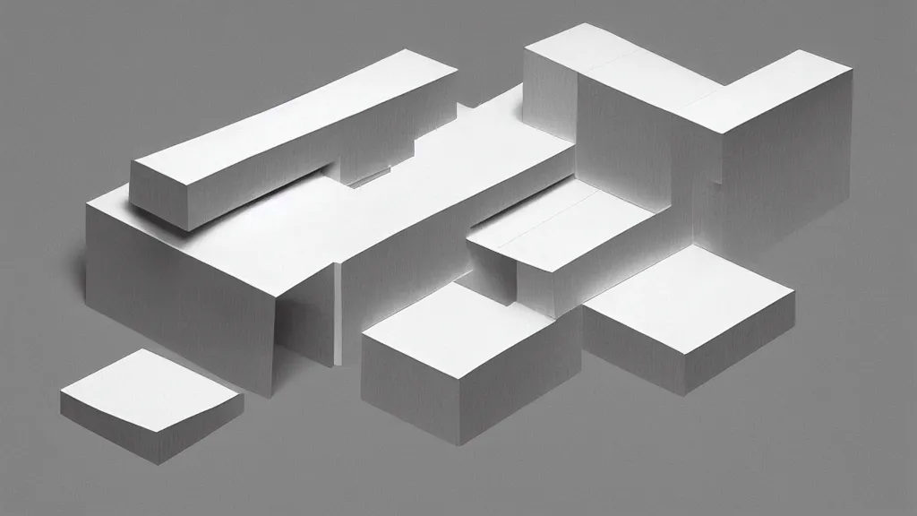 Prompt: “a papier collé made by Richard Meier, design process, detailed scan”