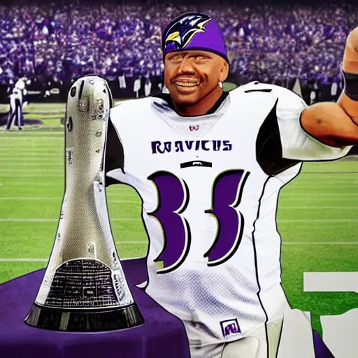 Prompt: portrait of Chuck Clark of the Baltimore Ravens holding the Lombardi Trophy, extremely detailed, detailed and realistic face, photo realistic, 8k