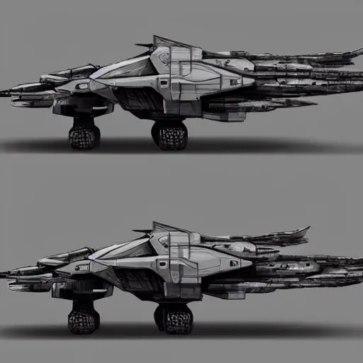 Prompt: unsc concept art vehicles for an upcoming halo game