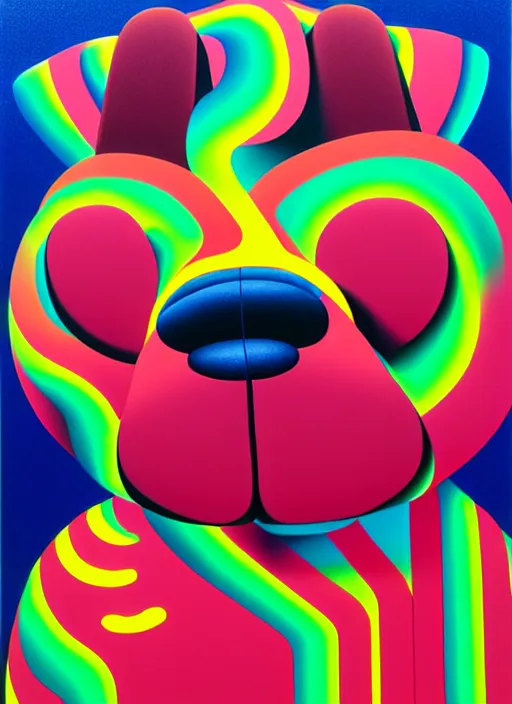 Prompt: dog by shusei nagaoka, kaws, david rudnick, airbrush on canvas, pastell colours, cell shaded!!!, 8 k