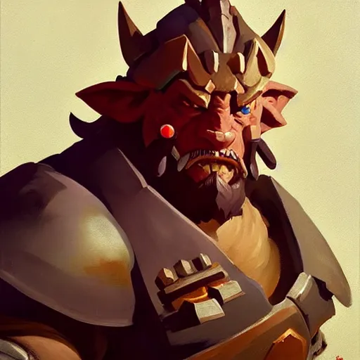 Image similar to Greg Manchess portrait painting of Ganon from Legend of Zelda as Overwatch character, medium shot, asymmetrical, profile picture, Organic Painting, sunny day, Matte Painting, bold shapes, hard edges, street art, trending on artstation, by Huang Guangjian and Gil Elvgren and Sachin Teng