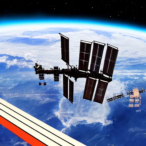 Image similar to concept art of space station in a first - angle projection