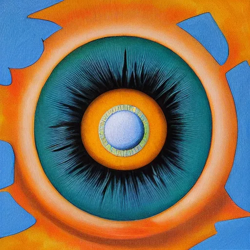 Image similar to a painting of the eyes of the sun by max ernst, high detail, trending on artstation